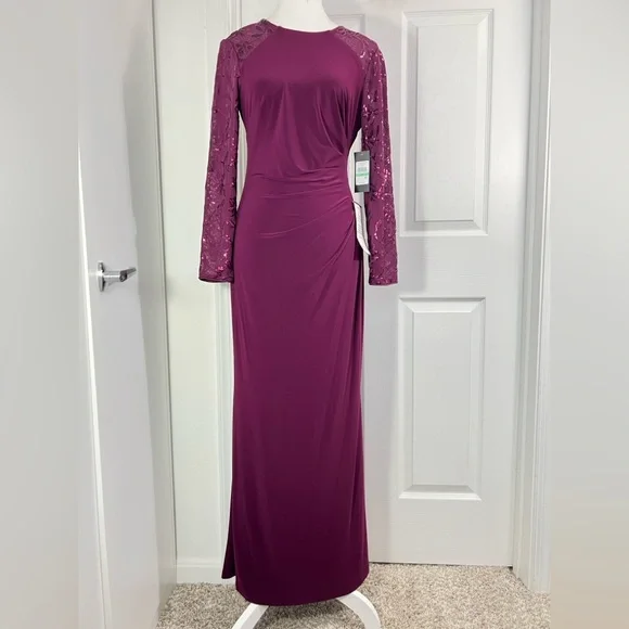 Jessica Howard Burgundy Long Sleeve Dress - Picture 6 of 11